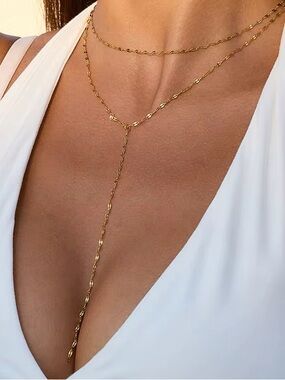 18K Gold Plated Y-Style Layered Lariat Necklace